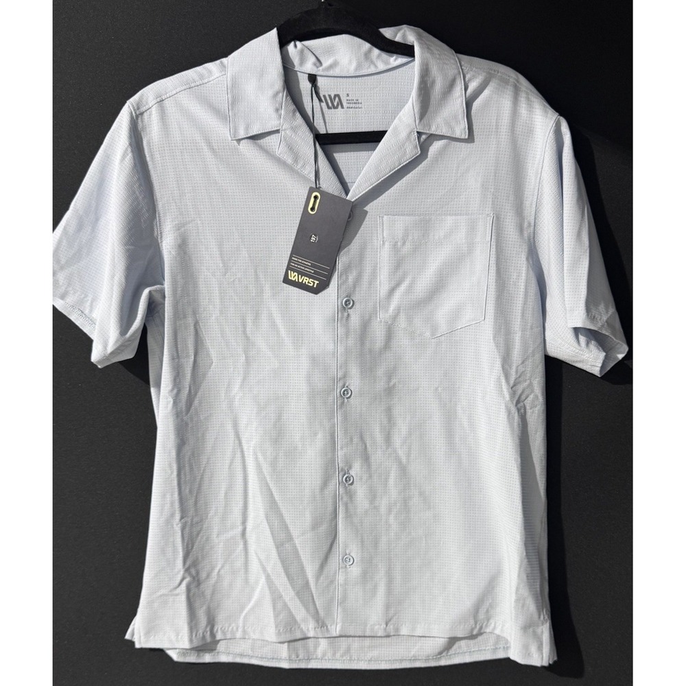 VRST Men's Faded Blue Short-Sleeve Button-Down Resort Shirt Sz S. NWT